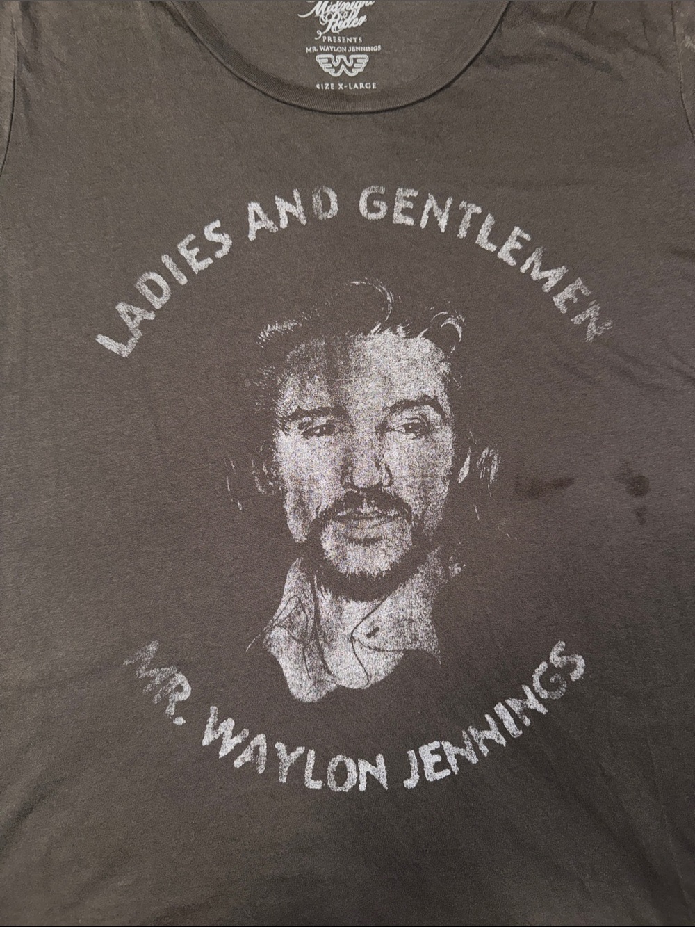 Midnight Rider Charcoal Tee with Waylon Jennings Graphic